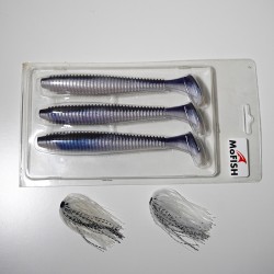 3vnt, 16cm MoFish follow natural guminukai + 2vnt silikoniniai šereliai